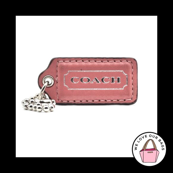 2" Medium COACH Pink Silver Leather Nickel Key Fob Bag Charm Keychain Hang Tag - Picture 1 of 1